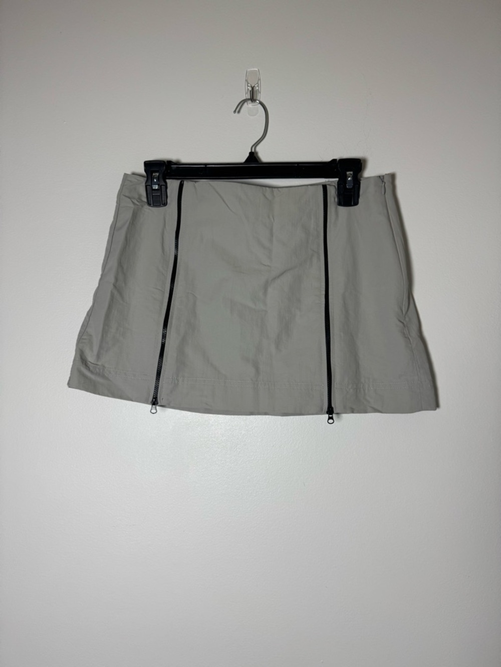 Zara Utility Zip Front Mini Skirt Womens Medium Beige Taupe Y2K